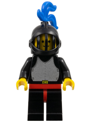 Breastplate - Black, Black Legs with Red Hips, Black Grille Helmet, Blue Plume, Black Plastic Cape LEGO cas176