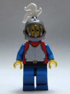 Breastplate - Red with Blue Arms, Blue Legs with Black Hips, Dark Gray Grille Helmet, White Plume, Blue Plastic Cape LEGO cas190