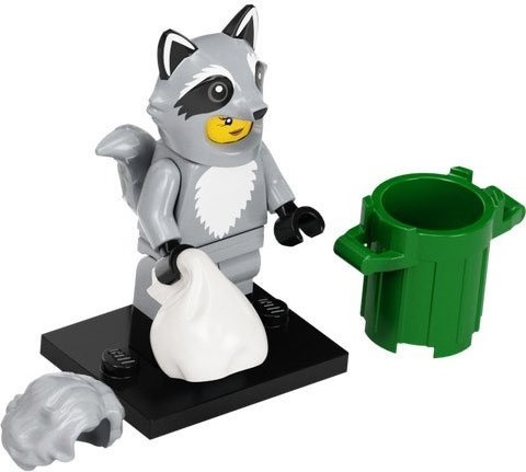 Raccoon Costume Fan, Series 22 (Complete Set with Stand and Accessories) LEGO col22-10