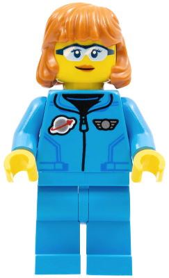 Lunar Research Astronaut - Female, Dark Azure Jumpsuit, Dark Orange Hair, Safety Glasses LEGO cty1411