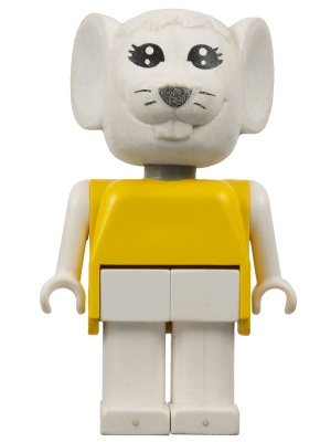 Fabuland Mouse - Marjorie Mouse, White Head and Legs, Yellow Top LEGO fab9f