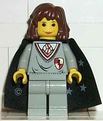 Hermione Granger - Gryffindor Shield Torso, Light Gray Legs, Black Cape with Stars LEGO hp002