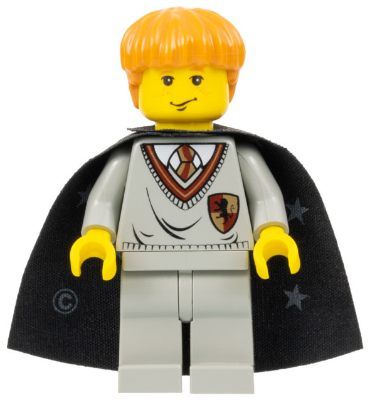 Ron Weasley - Gryffindor Shield Torso, Black Cape with Stars LEGO hp007 | Fyrebrick.be