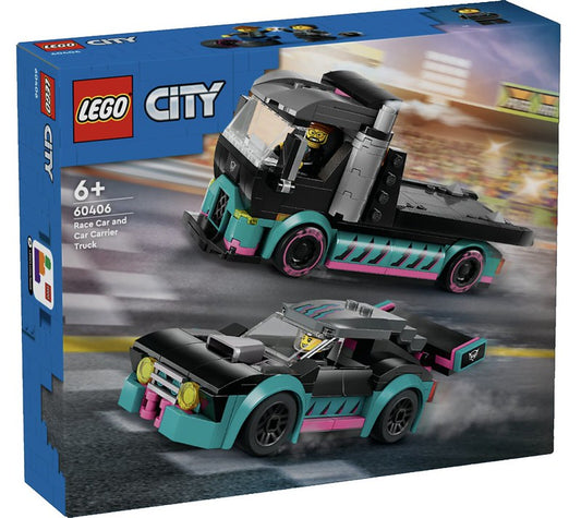 Raceauto en autotransportwagen LEGO 60406