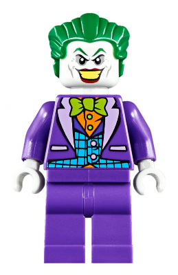 The Joker - Medium Azure Vest, Lime Bow Tie, Large Smile / Frown LEGO sh0515 | Fyrebrick.be