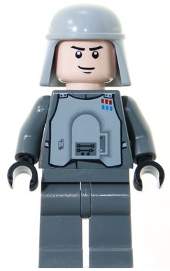 Imperial Officer with Battle Armor (Captain / Commandant / Commander) - Dark Bluish Gray Legs, Smirk LEGO sw0261