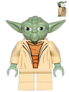 Yoda - Clone Wars, White Hair, Torso with Back Print LEGO sw0446 | Fyrebrick.be